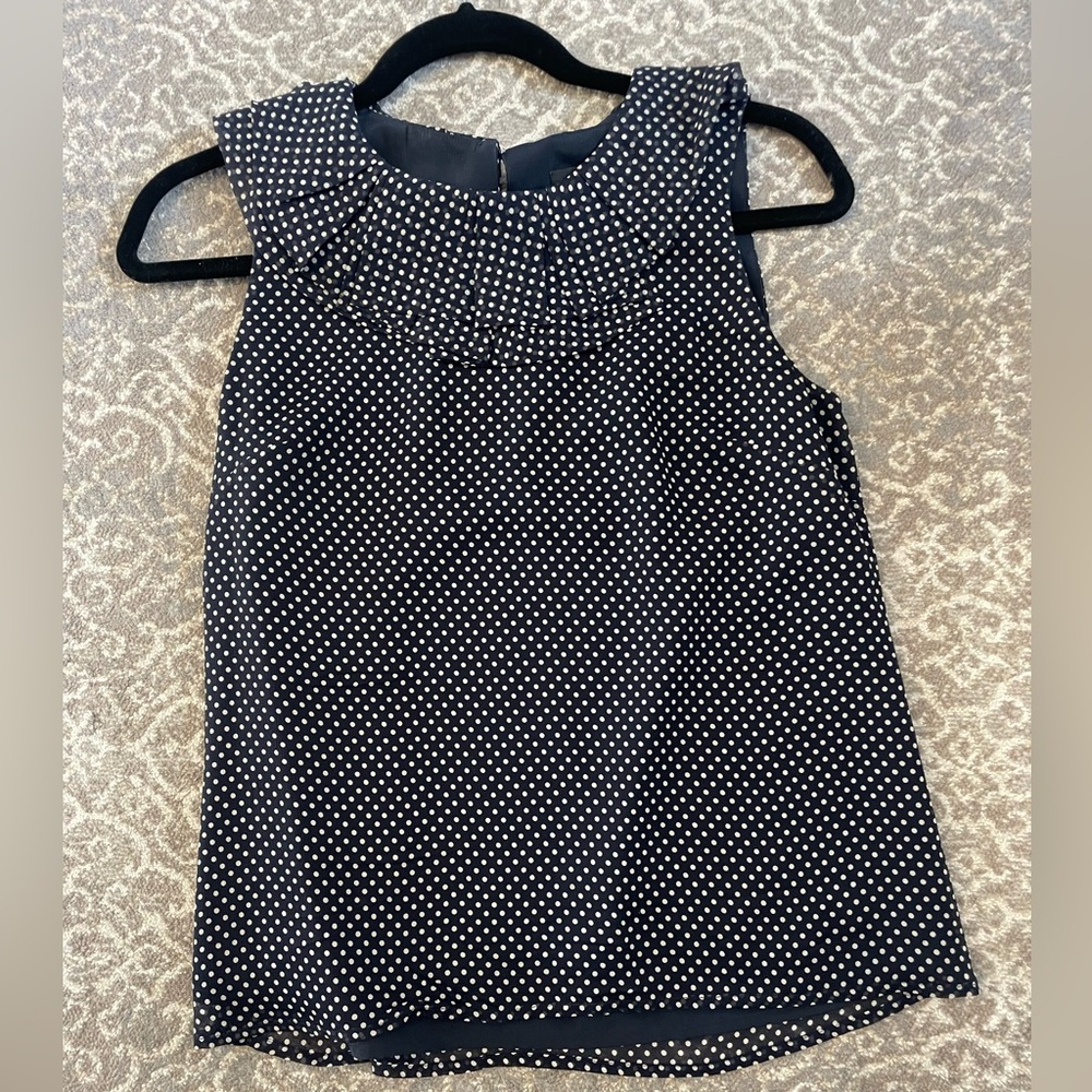Beautiful J.Crew blouse tank top with adorable ruffle neck feature
